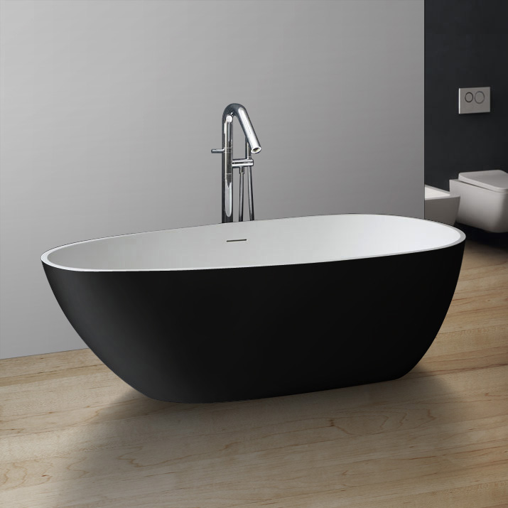 StoneArt Badewanne freistehend BS-525 schwarz-weiß 185x83 matt
