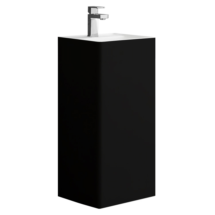 StoneArt Standwaschbecken Waschbecken freistehend LZ512 schwarz-weiß 40x40cm matt