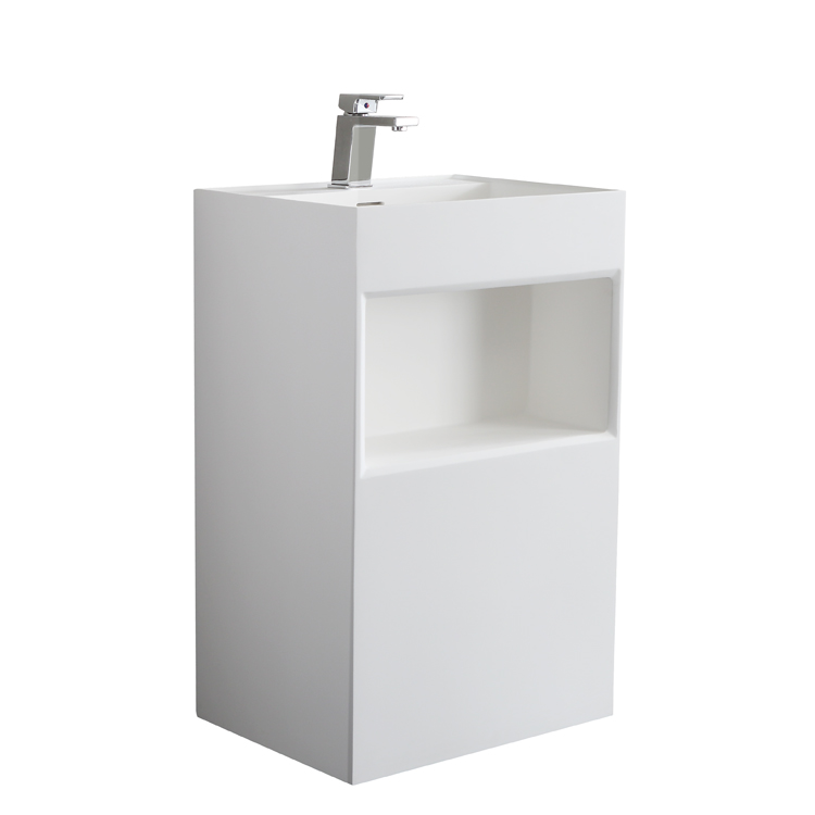 StoneArt Standwaschbecken Waschbecken freistehend LZ517 weiß 50x45cm glänzend