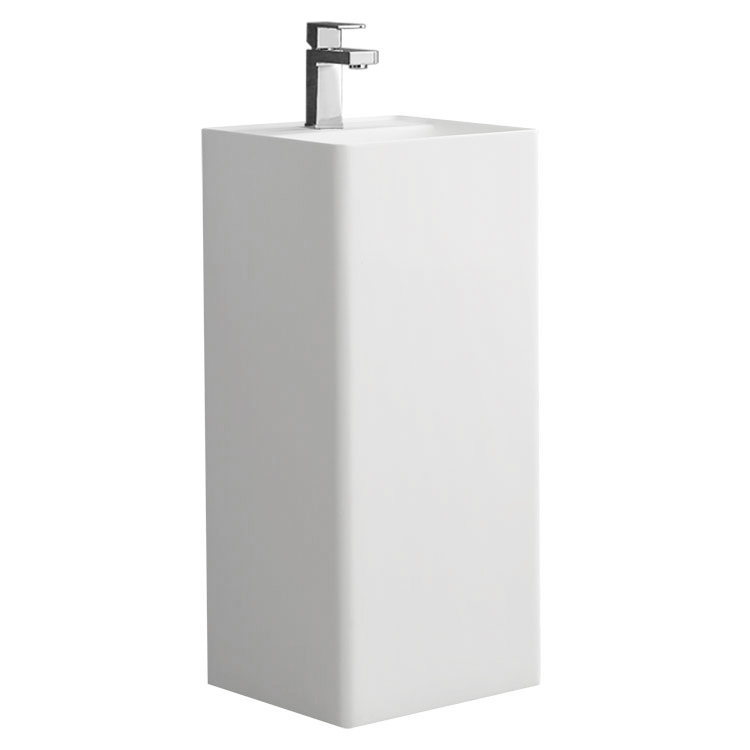 StoneArt Standwaschbecken Waschbecken freistehend LZ512 weiß 40x40cm glänzend