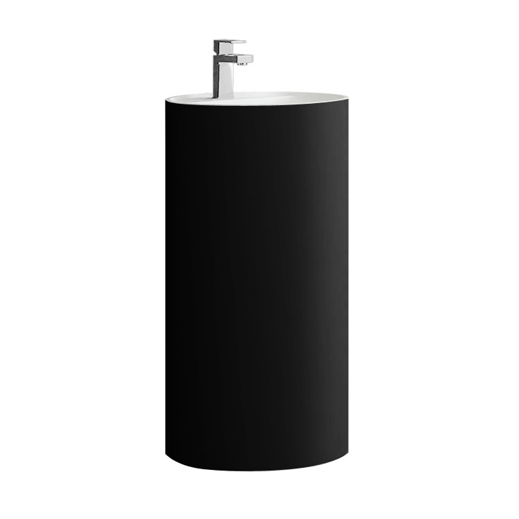 StoneArt Standwaschbecken Waschbecken freistehend LZ513 schwarz-weiß 45x45cm matt