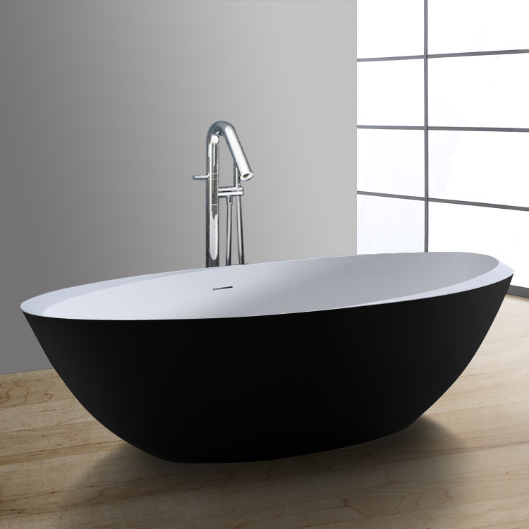 StoneArt Badewanne freistehend BS-531 schwarz-weiß 190x100 matt