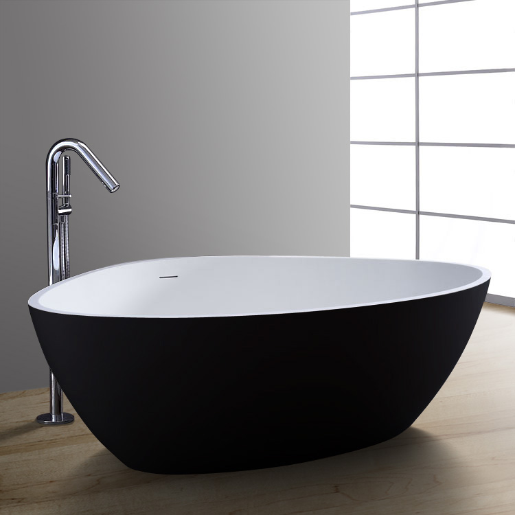 StoneArt Badewanne freistehend BS-533 schwarz-weiß 180x140 matt